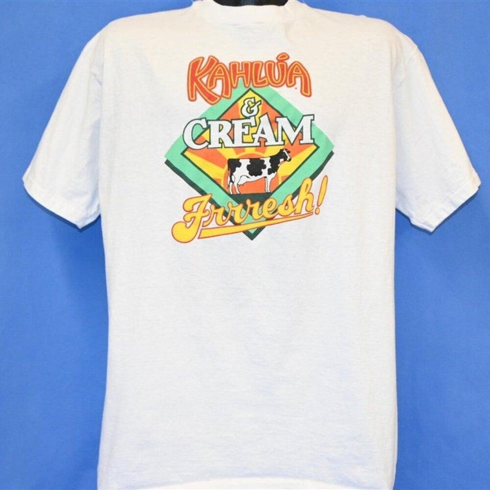 90S Kahlua Cream Frrresh Coffee Liqueur Cocktail Cow Drinking Shirt Retro